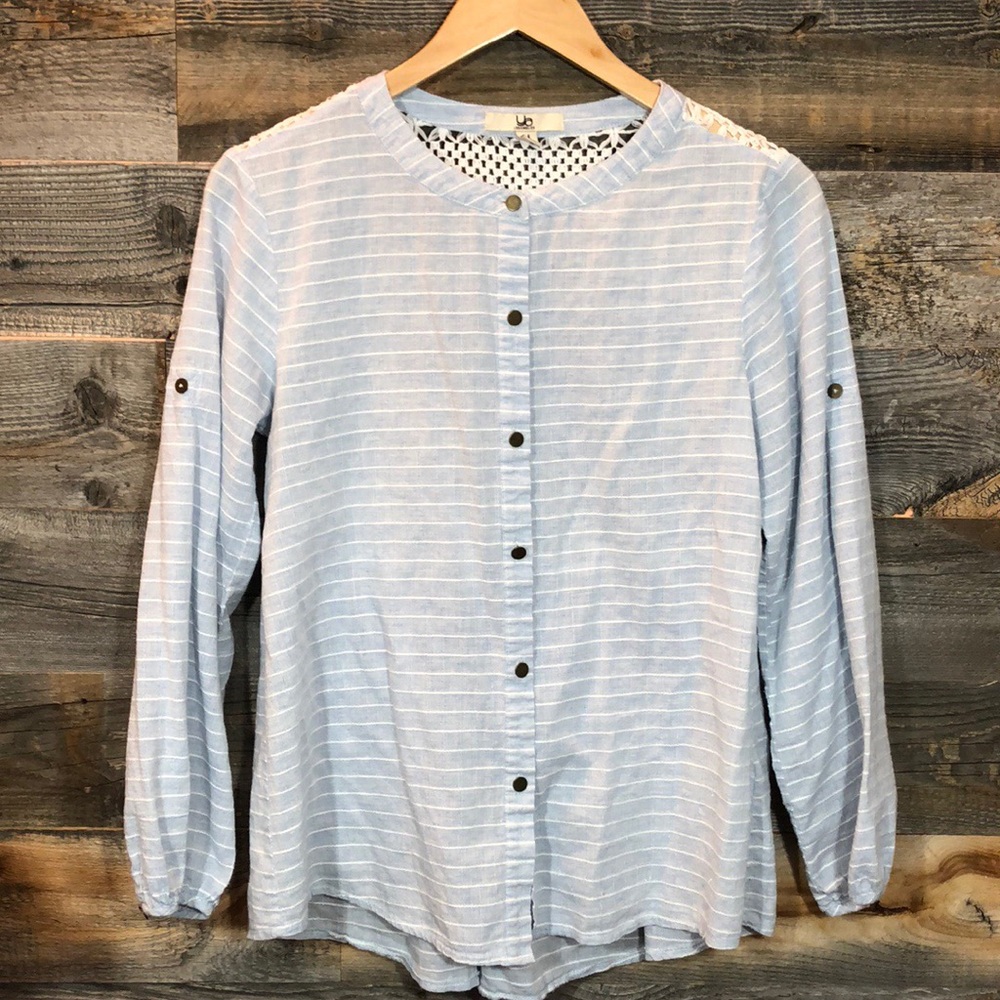 Ya Los Angeles | Stripe & Lace Top | M - Picture 1 of 7